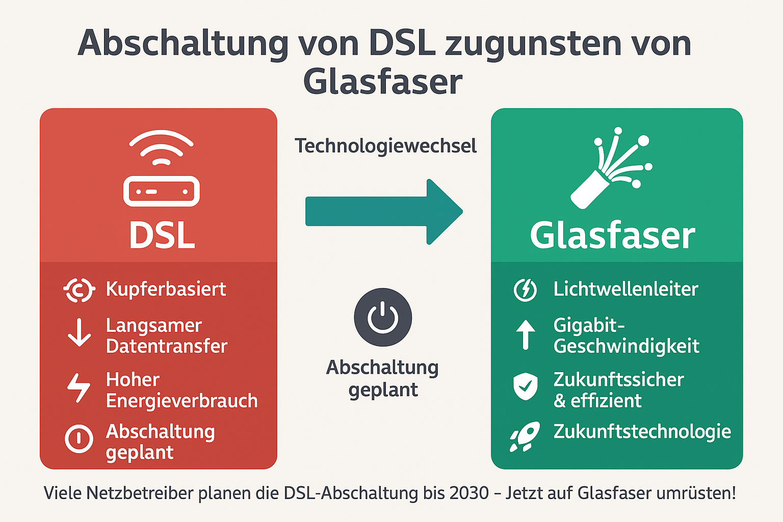 DSL Abschaltung zugunsten von Glasfaser