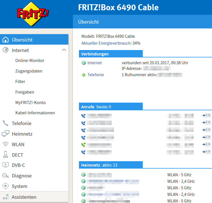 FRITZ!Box Menü