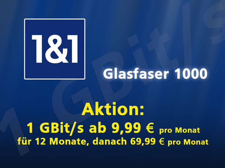 1und1 Glasfaser Angebot: 9,99 für 12 Monate