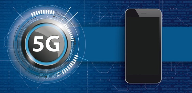 5G Button mit Smartphone