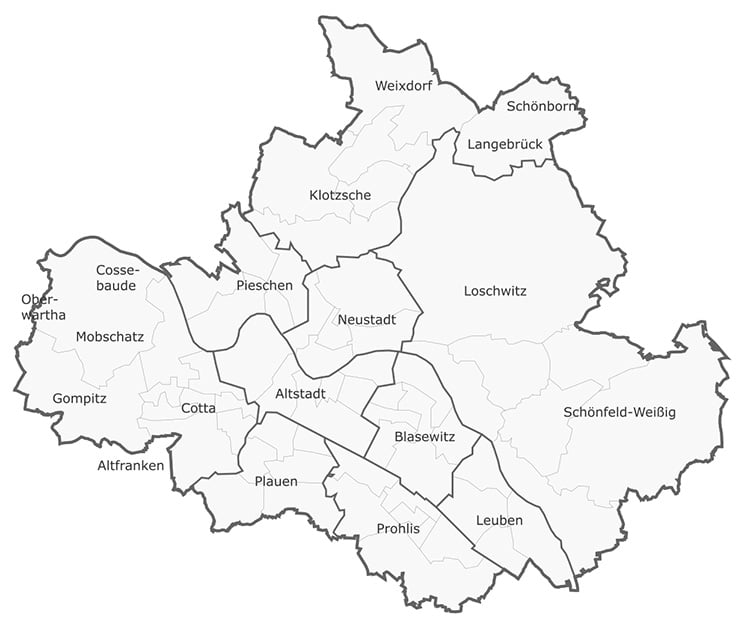Dresdner Ortsämter und Stadtteile