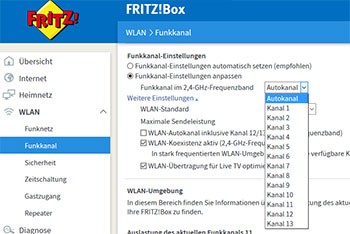 WLAN Kanal bei der FRITZ!Box auswählen