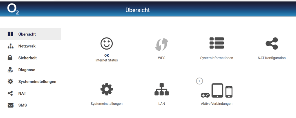 Startseite Weboberfläche