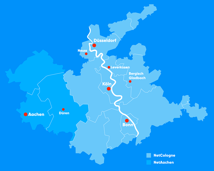 Das Verbreitungsgebiet von NetCologne