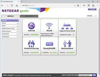 Benutzeroberfläche eines Netgear Routers