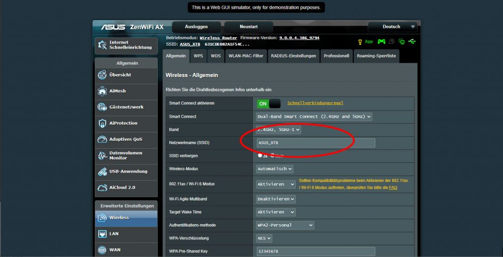 SSID (WLAN Name) bei ASUS-Routern ändern