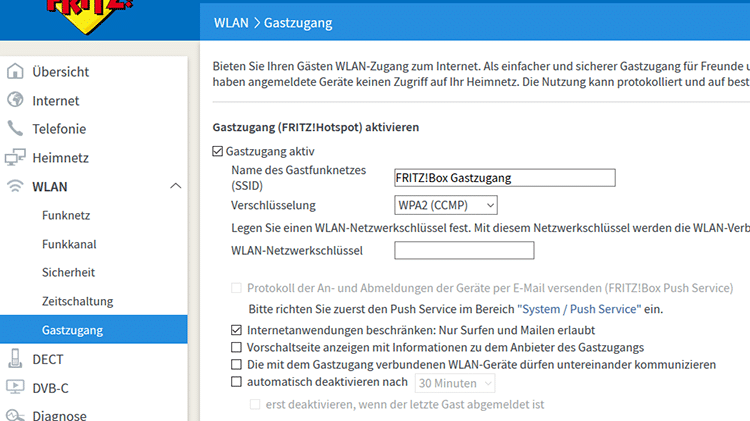 Gastzugang bei der FRITZ!Box