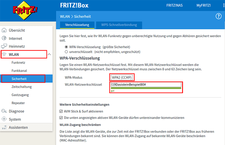 WLAN Passwort ändern an der FRITZ!Box von AVM